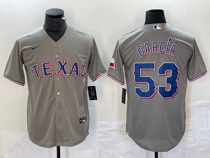 Men's Texas Rangers Adolis Garcia #53 Gray Jersey